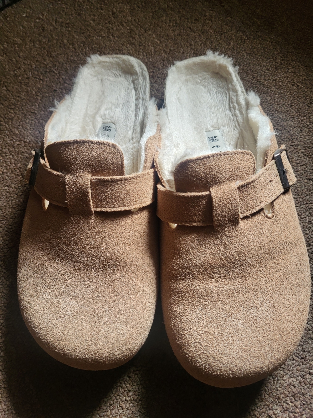 Birkenstock Suede Tan~Shearling Lined~Mule Clogs~Size 40. - Picture 1 of 13